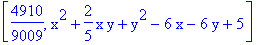 [4910/9009, x^2+2/5*x*y+y^2-6*x-6*y+5]